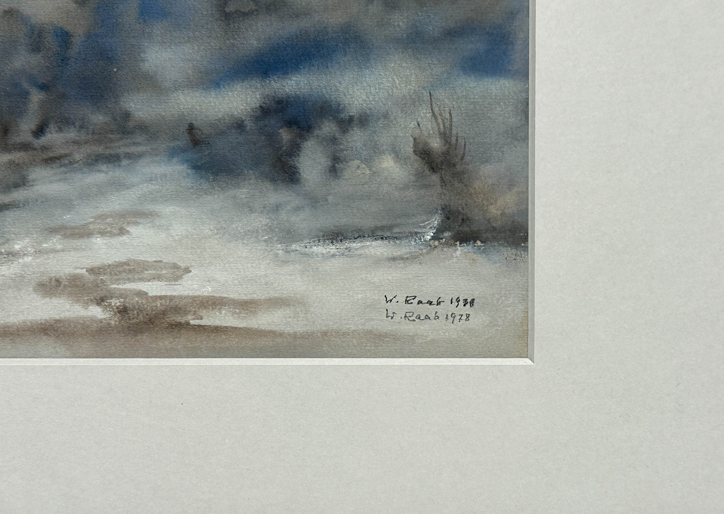 Nebelige Winterlandschaft im Taunus, Mystisches Aquarell von Wilhelm Raab (1907-1989)