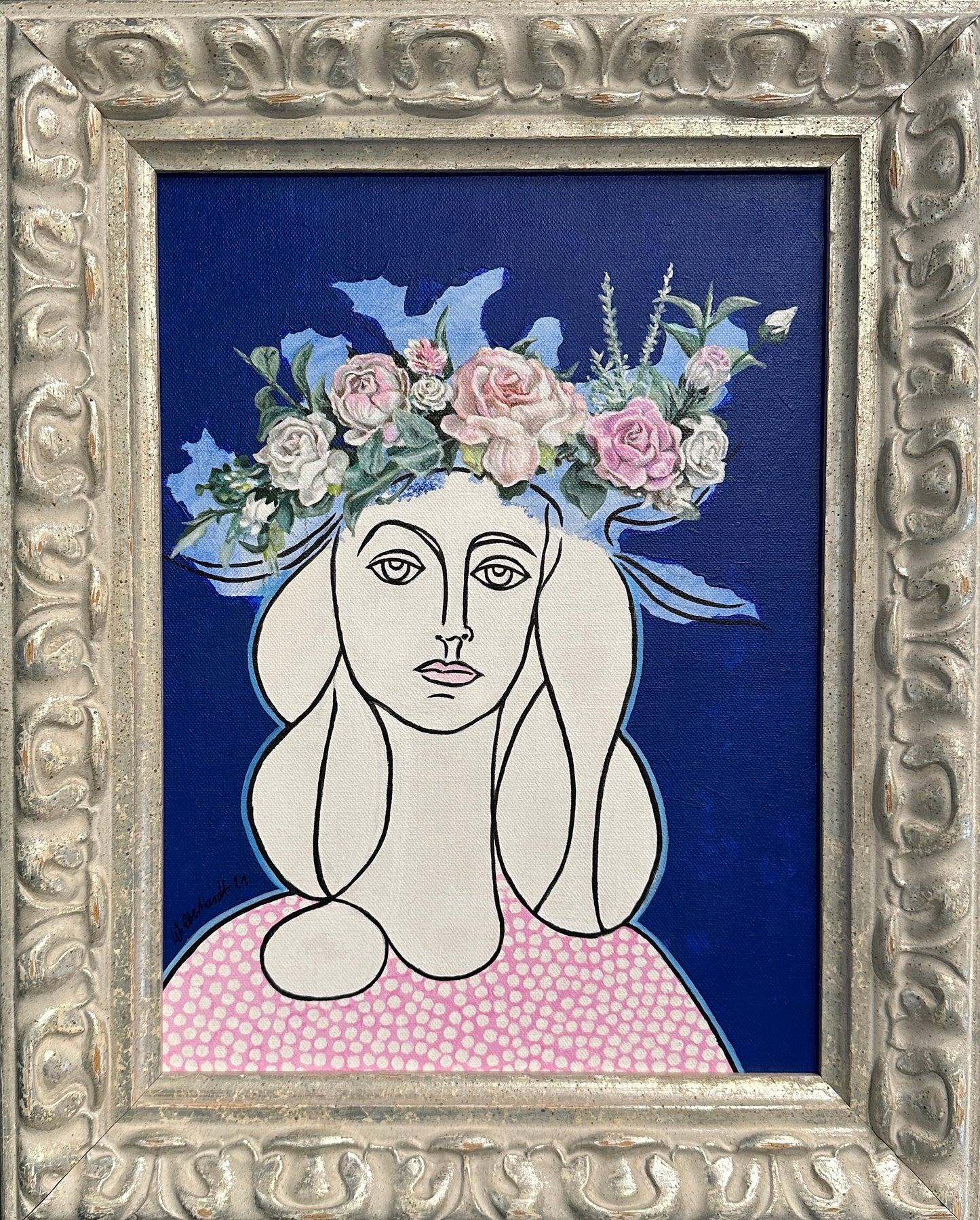 Françoise Gilot, Original-Gemälde nach Pablo Picasso, von Wolfgang Eberhardt (*1949) Acryl auf Leinwand 2021