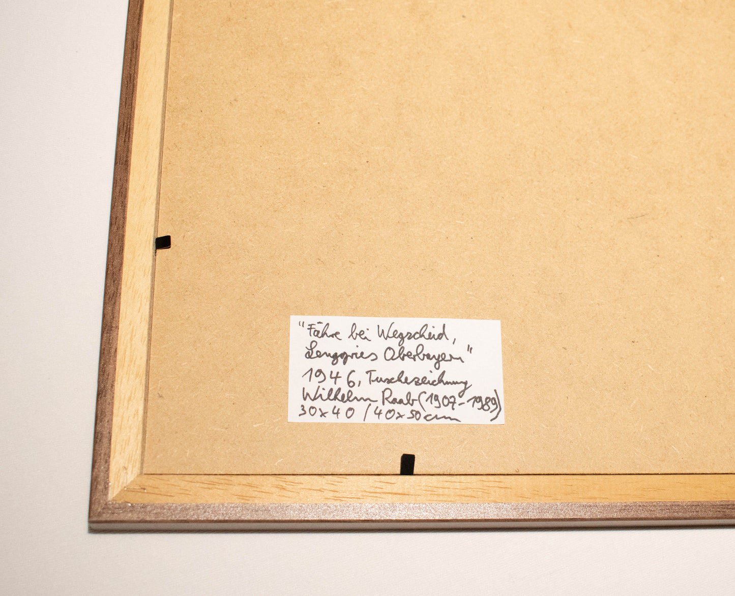 „Fähre bei Wegscheid, Lenggries Oberbayern“ Tuschezeichnung 1946, Wilhelm Raab (1907-1989)