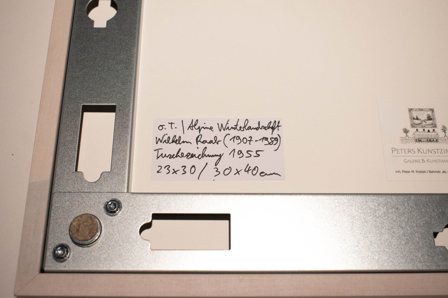 Alpine Winterlandschaft in Österreich, 1955, von Wilhelm Raab (1907-1989), Tusche auf Zeichenpapier, 23x30 / 30x40 cm