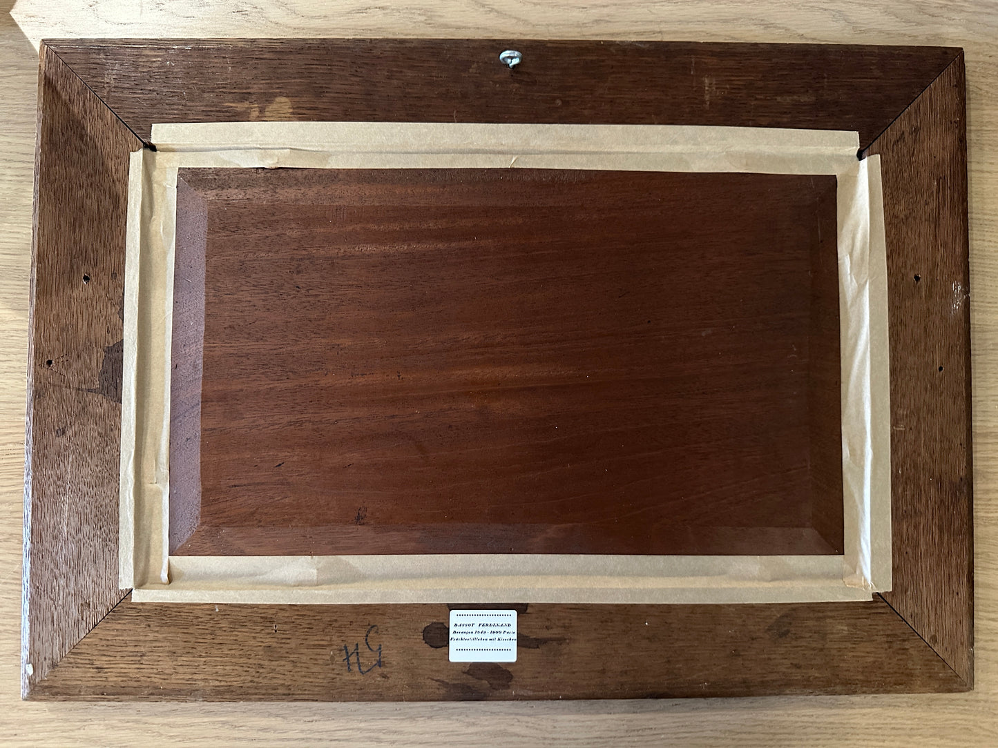 Stillleben FERDINAND BASSOT (1843-1900) Paris, Frisch gepflückte Kirschen im Flechtkorb, Ölfarbe auf Holztafel, in Echtholz gerahmt