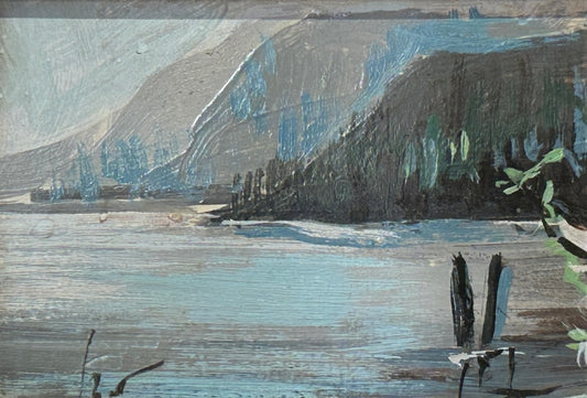 Unbekannter Künstler des 20. Jh. - Ruhige Winterlandschaft / Zugefrorener See Voralpen