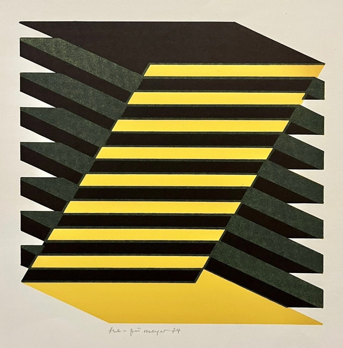 Abstrakte Orig.-Grafik v. Karl-Günter Meyer Bottrop 1974 vgl. m. Fruhtrunk