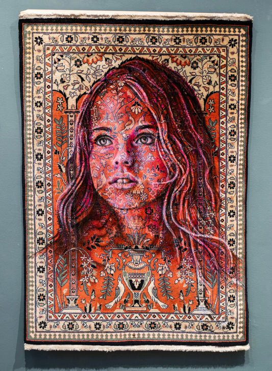 Kristina Pimenova - Originalgemälde, Acryl auf Orientteppich, Wolfgang Eberhardt (*1949)