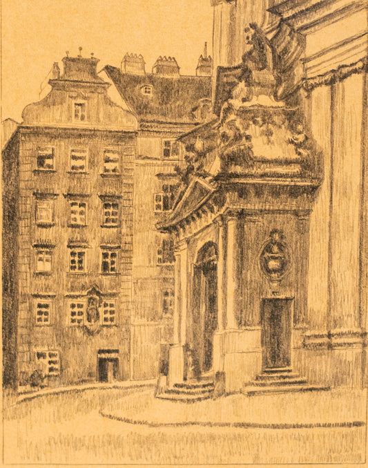 Orig.-Lithographie v. Marianne Pisko Hausmann (1880-1966), Wien, Portal der Peterskirche