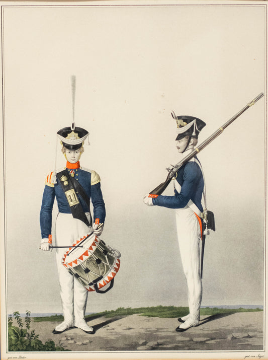 Jügel, Friedrich (1772-1833) Original-Aquatinta „Königlich Preussische Cavallerie“ Militär Preußen Trommler