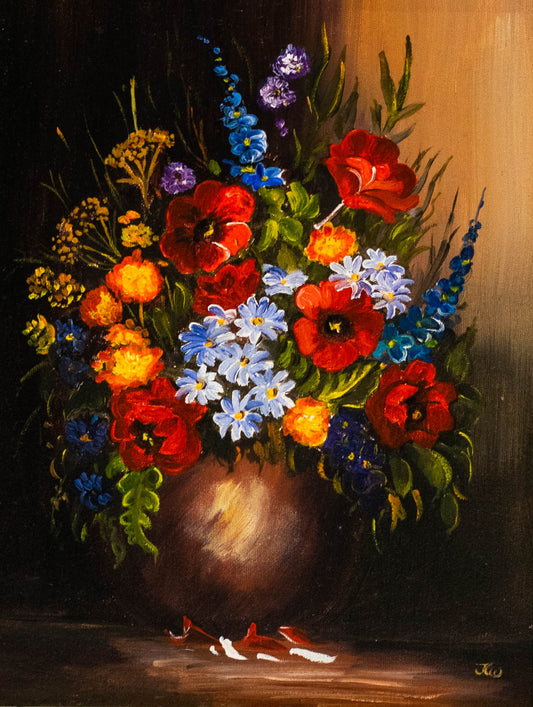 Blumenstillleben von Kurt Wicha (*1940), Orig.-Gemälde aus Mendig