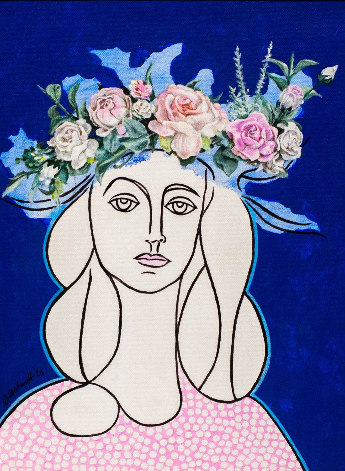 Françoise Gilot, Original-Gemälde nach Pablo Picasso, von Wolfgang Eberhardt (*1949) Acryl auf Leinwand 2021