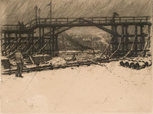 Orig.-Radierung von Tavik Frantisek Simon (1877-1942) - Estacade-Brücke in Paris 1909
